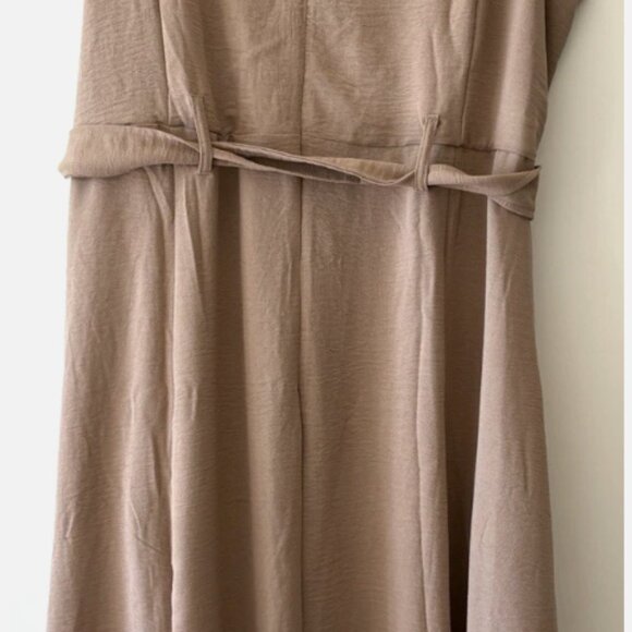 Nina Leonard Women’s Sleeveless Belted Dress Khaki 2X Pockets Plus Size - Picture 6 of 8